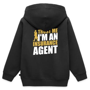 Agent d’assurance Évaluateur Courtier d’assurance - Sweat Premium à capuche zippé enfant bio - noir - Dos - AI Model Kid Male (0cm)