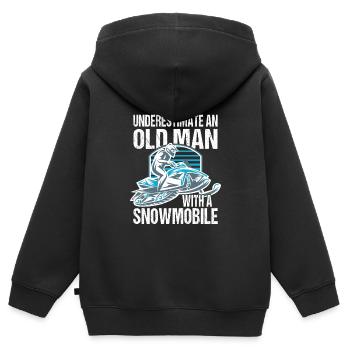 Never Underestimate An Old Man With A Snowmobile - Kids Premium Organic Zip-up Hoodie - black - Back - AI Model Kid Male (0cm)