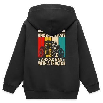 Never Underestimate An Old Man With A Tractor - Kids Premium Organic Zip-up Hoodie - black - Back - AI Model Kid Male (0cm)