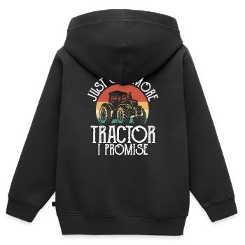 Juste un tracteur de plus je promets - Sweat Premium à capuche zippé enfant bio - noir - Dos - AI Model Kid Male (0cm)