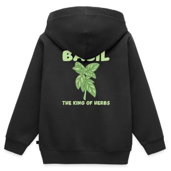 Basilikum König Der Kräuter - Kinder Premium Organic Zip Hoodie - Schwarz - Hinten - AI Model Kid Male (0cm)