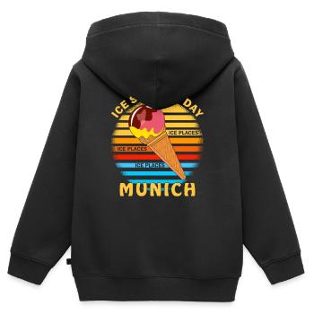 ICE SUMMER DAY MUNICH - Kinder Premium Organic Zip Hoodie - Schwarz - Hinten - AI Model Kid Male (0cm)