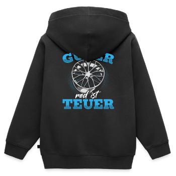 Guter Rad ist Teuer! Tuner Felgen Spruch Tuning - Kinder Premium Organic Zip Hoodie - Schwarz - Hinten - AI Model Kid Male (0cm)