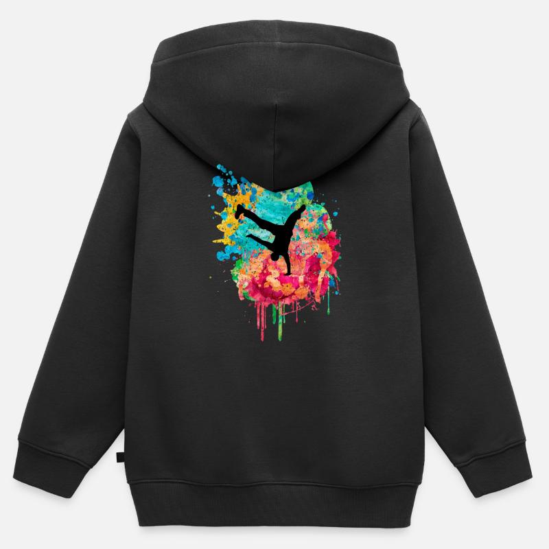 Breakdance Breakdancer PopArt - Sweat Premium à capuche zippé enfant bio - noir