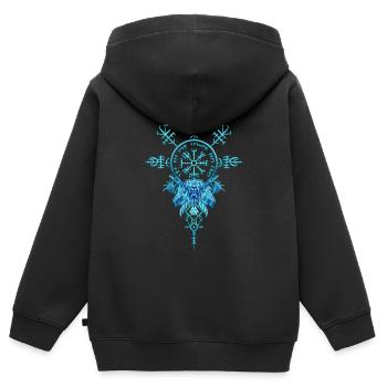 Celtic Vikinger Vegvisir compas Vikings - Sweat Premium à capuche zippé enfant bio - noir - Dos - AI Model Kid Male (0cm)