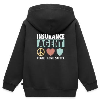 Agent d’assurance Évaluateur Courtier d’assurance - Sweat Premium à capuche zippé enfant bio - noir - Dos - AI Model Kid Male (0cm)