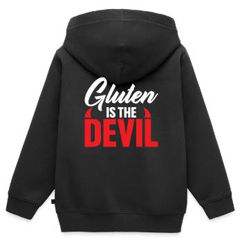 Funny Gluten Is The Devil For Gluten Free Lover - Kids Premium Organic Zip-up Hoodie - black - Back - AI Model Kid Male (0cm)