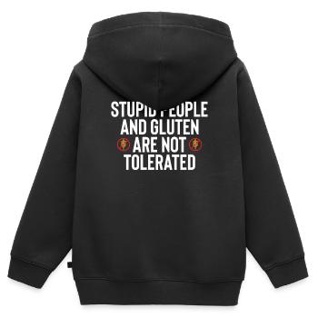 Stupid People And Gluten Are Not Tolerated Funny F - Kids Premium Organic Zip-up Hoodie - black - Back - AI Model Kid Male (0cm)