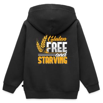 Funny Gluten Free and Starving - Kids Premium Organic Zip-up Hoodie - black - Back - AI Model Kid Male (0cm)