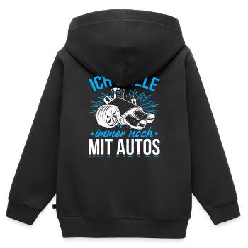 Ich spiele immer noch mit Autos - PS Liebhaber - Kinder Premium Organic Zip Hoodie - Schwarz - Hinten - AI Model Kid Male (0cm)