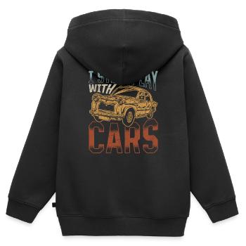 Je joue toujours avec des voitures - PS lovers - Sweat Premium à capuche zippé enfant bio - noir - Dos - AI Model Kid Male (0cm)