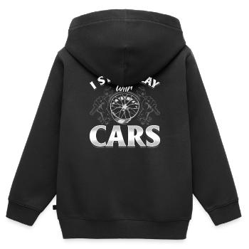 Je joue toujours avec des voitures - PS lovers - Sweat Premium à capuche zippé enfant bio - noir - Dos - AI Model Kid Male (0cm)