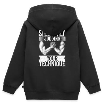 Bras de fer Bras de fer - Sweat Premium à capuche zippé enfant bio - noir - Dos - AI Model Kid Male (0cm)