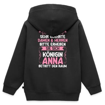 Anna - Kinder Premium Organic Zip Hoodie - Schwarz - Hinten - AI Model Kid Male (0cm)