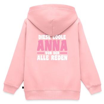 Anna - Kinder Premium Organic Zip Hoodie - Rosa - Hinten - AI Model Kid Female (0cm)