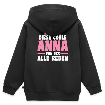 Anna - Kinder Premium Organic Zip Hoodie - Schwarz - Hinten - AI Model Kid Male (0cm)