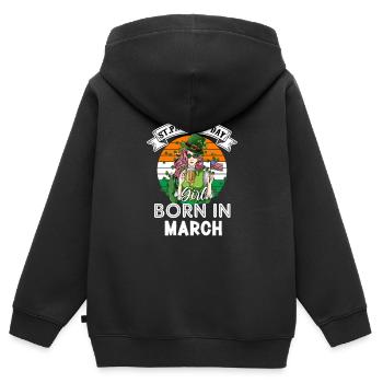 St Paddy’s St Patricksday St Patrick Day - Sweat Premium à capuche zippé enfant bio - noir - Dos - AI Model Kid Male (0cm)