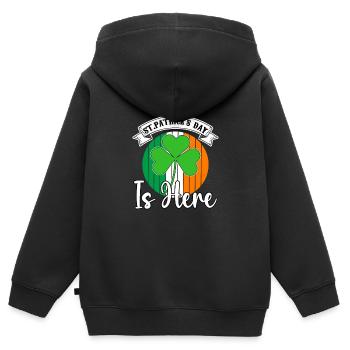 St Paddy’s St Patricksday St Patrick Day - Sweat Premium à capuche zippé enfant bio - noir - Dos - AI Model Kid Male (0cm)