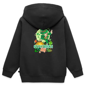 St Paddys St Patricksday St Patrick Day - Kinder Premium Organic Zip Hoodie - Schwarz - Hinten - AI Model Kid Male (0cm)