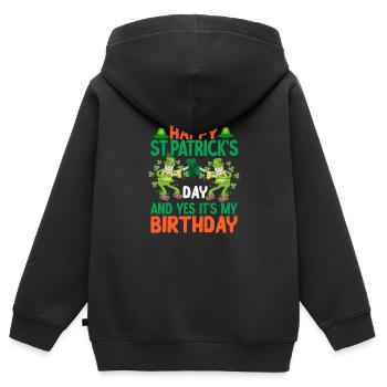 St Paddy’s St Patricksday St Patrick Day - Sweat Premium à capuche zippé enfant bio - noir - Dos - AI Model Kid Male (0cm)
