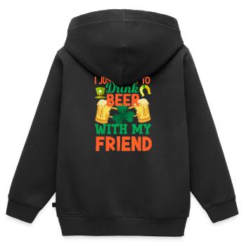 St Paddy’s St Patricksday St Patrick Day - Sweat Premium à capuche zippé enfant bio - noir - Dos - AI Model Kid Male (0cm)