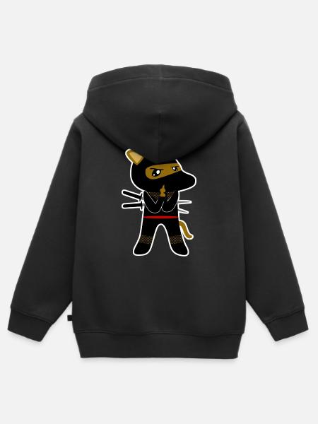 Ninja Hund Hunde Ninjas - Kinder Premium Organic Zip Hoodie - Schwarz