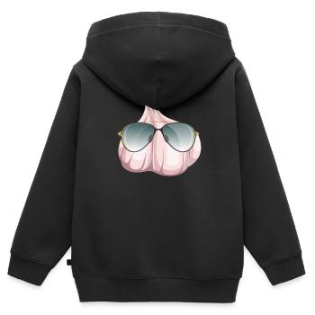 Knoblauch Mit Schattierungen - Kinder Premium Organic Zip Hoodie - Schwarz - Hinten - AI Model Kid Male (0cm)