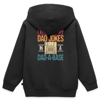 Ich bewahre alle Witze meines Vaters in einer Dad- - Kinder Premium Organic Zip Hoodie - Schwarz - Hinten - AI Model Kid Male (0cm)