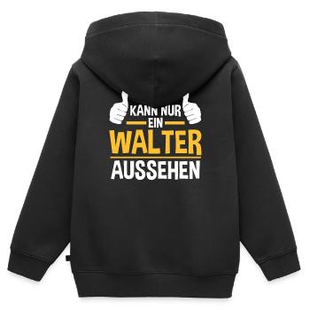 Walter - Kinder Premium Organic Zip Hoodie - Schwarz - Hinten - AI Model Kid Male (0cm)