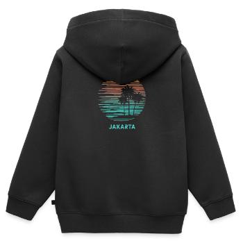 Jakarta Indonesien Cool Souvenir Urlaub künstlerisch - Kinder Premium Organic Zip Hoodie - Schwarz - Hinten - AI Model Kid Male (0cm)