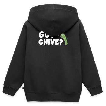 Lustiges Schnittlauch Wortspiel - Kinder Premium Organic Zip Hoodie - Schwarz - Hinten - AI Model Kid Male (0cm)