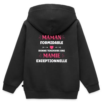 Une maman formidable donne toujours une mamie - Sweat Premium à capuche zippé enfant bio - noir - Dos - AI Model Kid Male (0cm)