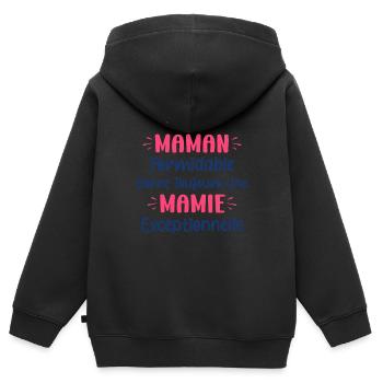 Une maman formidable donne toujours une mamie - Sweat Premium à capuche zippé enfant bio - noir - Dos - AI Model Kid Male (0cm)