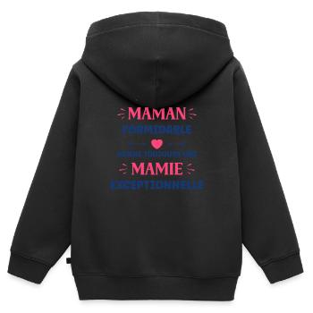 Une maman formidable donne toujours une mamie - Sweat Premium à capuche zippé enfant bio - noir - Dos - AI Model Kid Male (0cm)