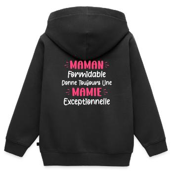 Une maman formidable donne toujours une mamie exce - Sweat Premium à capuche zippé enfant bio - noir - Dos - AI Model Kid Male (0cm)
