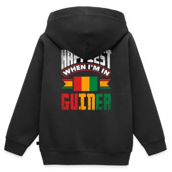 Guinea Guinea Guinea Flagge am glücklichsten, wenn ich in bin - Kinder Premium Organic Zip Hoodie - Schwarz - Hinten - AI Model Kid Male (0cm)