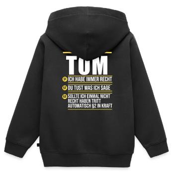 Tom - Kinder Premium Organic Zip Hoodie - Schwarz - Hinten - AI Model Kid Male (0cm)