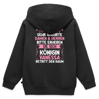 Vanessa - Kinder Premium Organic Zip Hoodie - Schwarz - Hinten - AI Model Kid Male (0cm)