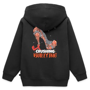 Anti-Mobbing-Zitat | Tag der Einheit | Mobbing-Bewusstsein - Kinder Premium Organic Zip Hoodie - Schwarz - Hinten - AI Model Kid Male (0cm)