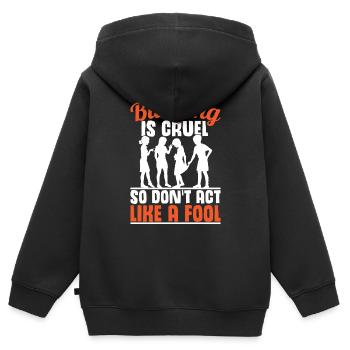 Anti-Mobbing | Tag der Einheit | Mobbing-Bewusstseinsmonat - Kinder Premium Organic Zip Hoodie - Schwarz - Hinten - AI Model Kid Male (0cm)