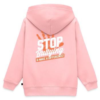 Anti-Mobbing Orange Mobbing Bewusstsein - Kinder Premium Organic Zip Hoodie - Rosa - Hinten - AI Model Kid Female (0cm)