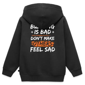Anti Bullying Awareness Bullying Prevention Month - Kids Premium Organic Zip-up Hoodie - black - Back - AI Model Kid Male (0cm)