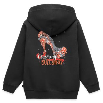 Anti-Mobbing | Mobbing-Bewusstsein | Tag der Einheit - Kinder Premium Organic Zip Hoodie - Schwarz - Hinten - AI Model Kid Male (0cm)