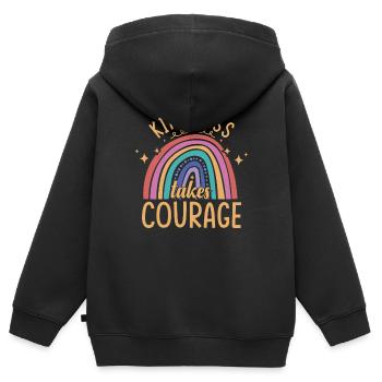 Freundlichkeit braucht Mut | Anti-Mobbing | Tag der Einheit - Kinder Premium Organic Zip Hoodie - Schwarz - Hinten - AI Model Kid Male (0cm)