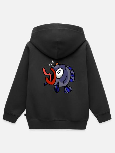 Fish Fischangler Geschenkidee Meer - Kinder Premium Organic Zip Hoodie - Schwarz