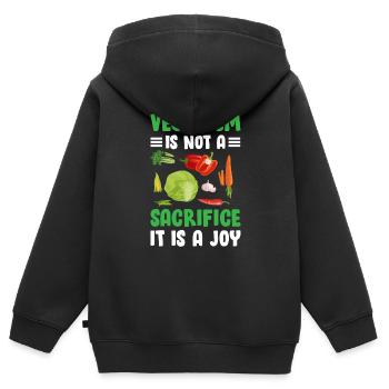 Vegane Freude - Kinder Premium Organic Zip Hoodie - Schwarz - Hinten - AI Model Kid Male (0cm)
