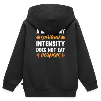 Spirituelle Intensität - Kinder Premium Organic Zip Hoodie - Schwarz - Hinten - AI Model Kid Male (0cm)