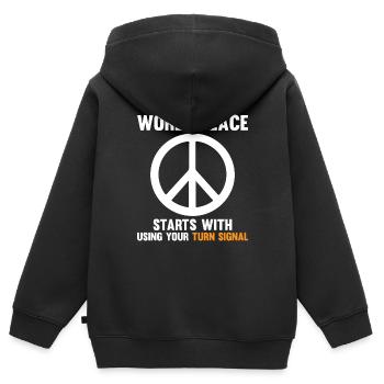 Nutzen Sie Ihren Blinker für den Weltfrieden - Kinder Premium Organic Zip Hoodie - Schwarz - Hinten - AI Model Kid Male (0cm)