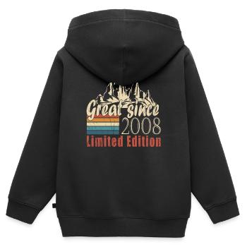 2008 - Jahrgang 2008 - Fantastisch seit 2008 - Kinder Premium Organic Zip Hoodie - Schwarz - Hinten - AI Model Kid Male (0cm)