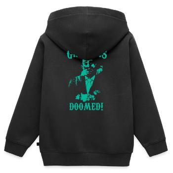 DER BRÄUTIGAM IST DEM UNTERGANG GEWEIHT - Kinder Premium Organic Zip Hoodie - Schwarz - Hinten - AI Model Kid Male (0cm)